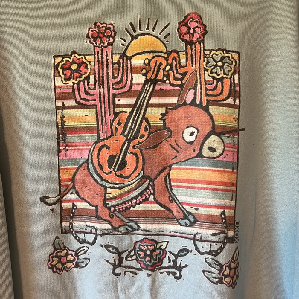 Adorable green burro sweatshirt size XL - Picture 2 of 3